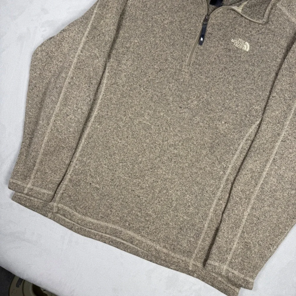 Y2K Mens The North Face Gordon Lyons Quarter Zip Sweater Fleece Tan XL